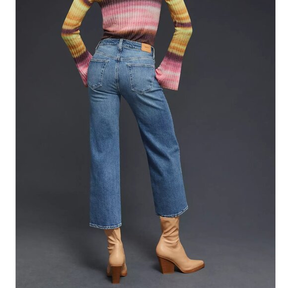 Edwin Marli High-Rise Crop Jeans Paloma Denim Medium Blue 24 - Picture 2 of 14